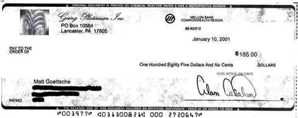 This is a check received by a GP member from USA.  �������������յ���֧Ʊ��