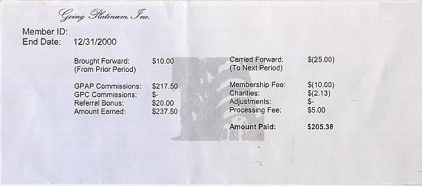 Balance sheet for a GP member.