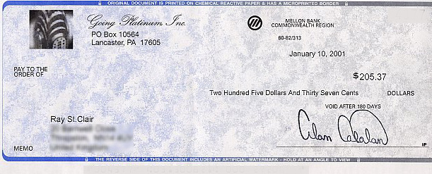 A check received by GP member Ray.  ��Ԫ֧Ʊɨ��ͼ��