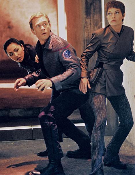 Hoshi, Trip, and T'Pol in "Broken Bow"