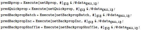 predRprop = Execute[netRprop, #] _〚1〛&/@data_〚All, 1〛 ; predQu ... opShuffle = Execute[netBackpropShuffle, #] _〚1〛&/@data_〚All, 1〛 ; 