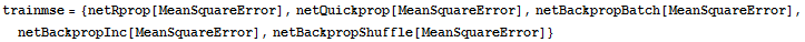 trainmse = {netRprop[MeanSquareError], netQuickprop[MeanSquareError], netBackpropBatch[MeanSquareError], netBackpropInc[MeanSquareError], netBackpropShuffle[MeanSquareError]}