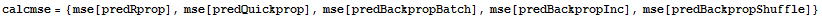 calcmse = {mse[predRprop], mse[predQuickprop], mse[predBackpropBatch], mse[predBackpropInc], mse[predBackpropShuffle]}