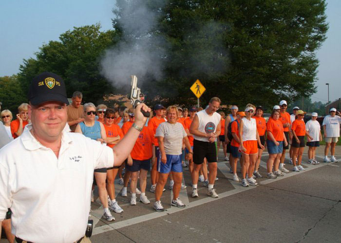 Greg Jones starts a race, nobody listens.
