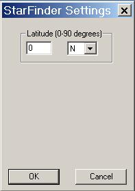 Screen shot of StarFinder Settings dialog