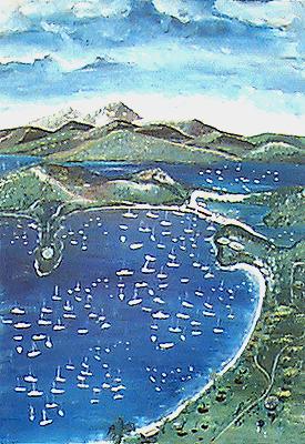Antigua painting "English Harbour" by Freeston E. Williams.