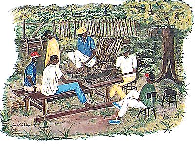 Antigua painting "The Warrie Players" by Freeston E. Williams.