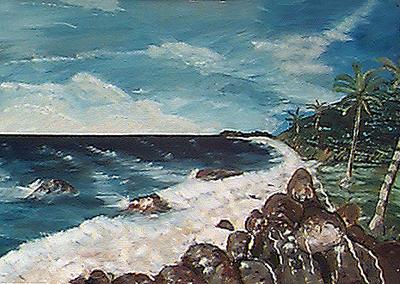 Antigua painting "Fort James Beach" by Freeston E. Williams.