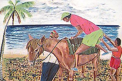 Antigua painting "Horse Lady" by Freeston E. Williams.