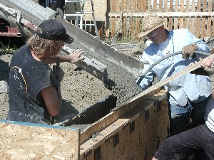 Close up of Stem Wall Pouring