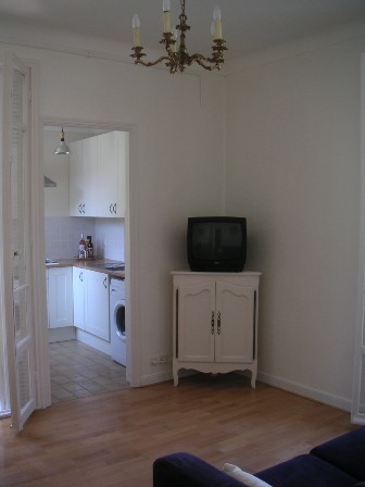 The living room and the kitchen
