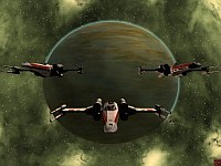 image of three X-wings in space