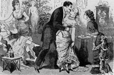 Customer kissing a prostitute