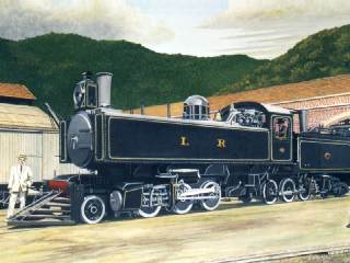 Locomotiva da Leopoldina Railway nas oficinas do Alto da Serra (Petr&oacute;polis)