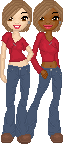 These were the first two dolls I did jeans on n.n I'm surprised they came out so well. I call them Vanilla and Chocolate.