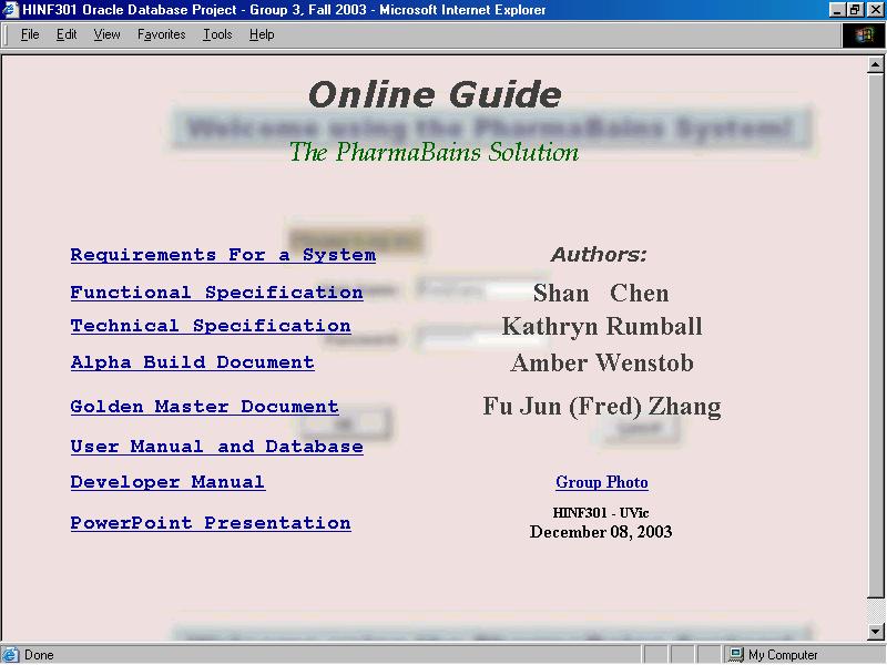 HINF301 Group Project Online Guide