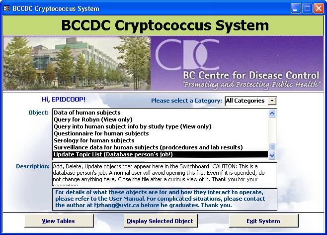 BCCDC Cryptoccocus Project Switchboard