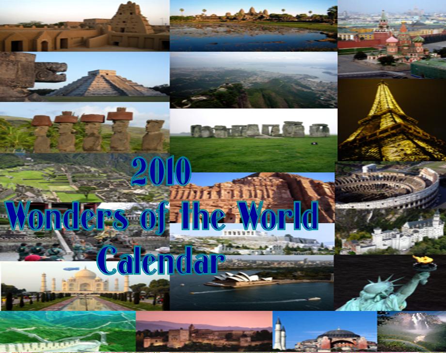 wonders of the world calendar cover