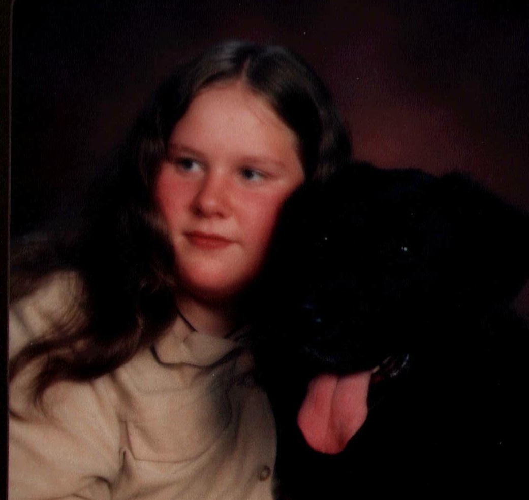 lou with her dog jovi when they were both much younger