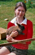 georgie with one of her rabbits