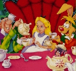 The Mad Hatter and March Hare having a Tea-party