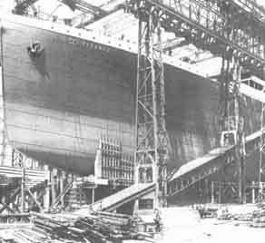 Her hull being constructed.