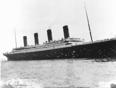 The Titanic sailing.