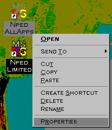Shortcut with properties