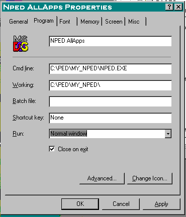 Properties With Program Tab open