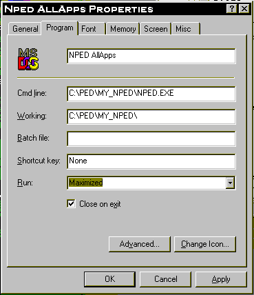 Properties->Program -> Ready to apply & OK