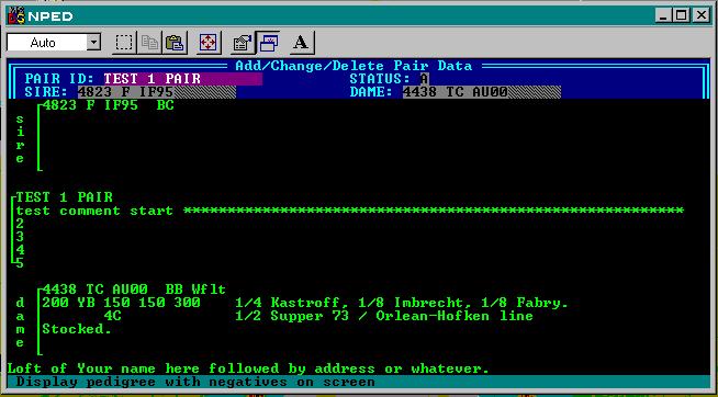 Pair onscreen pedigree with comments