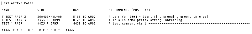Reports - list active pairs