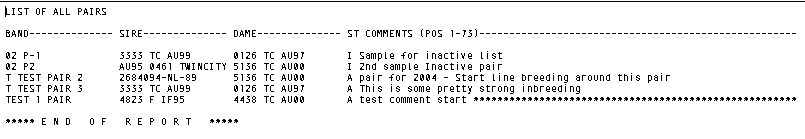 Reports - List all Pairs