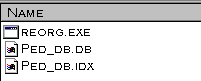reorg program ped_db & ped_ix