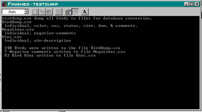 textdump screen while running