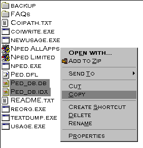 files marked for copy