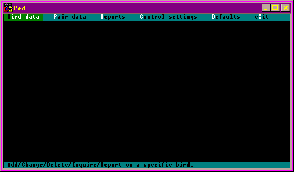 Main Screen with Bird_data selection highlighted.
