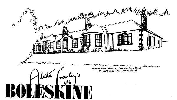 Sketch of Boleskine House and title,
'Aleister Crowley's Boleskine'