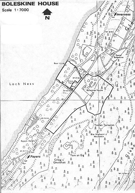 Map of Boleskine
grounds and surrounding area along Loch Ness
