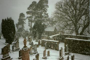 Graveyard during a heavy
snow