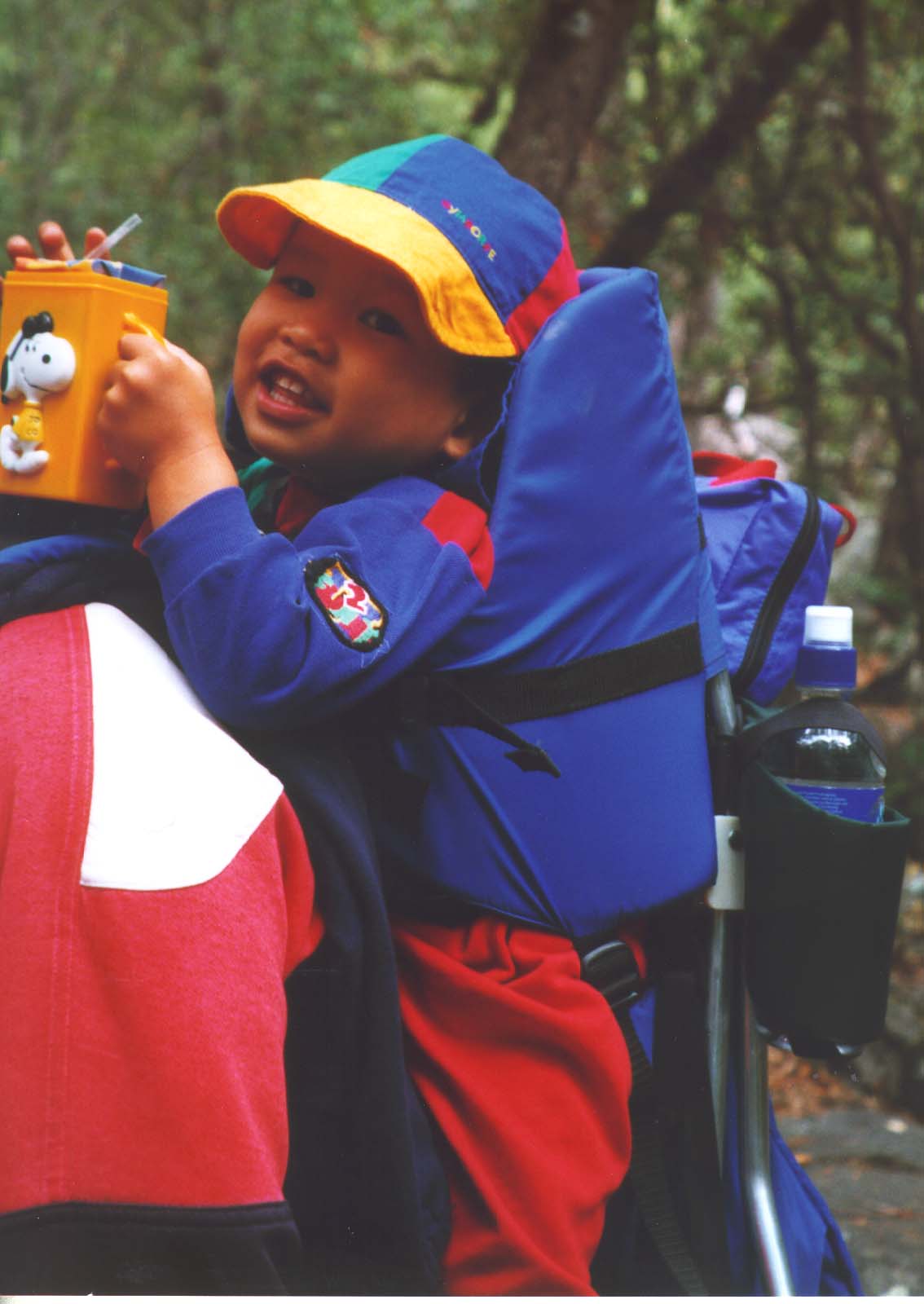 Josiah in backpack at Yosemite Park