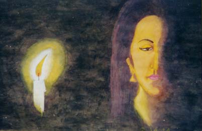 face and candle