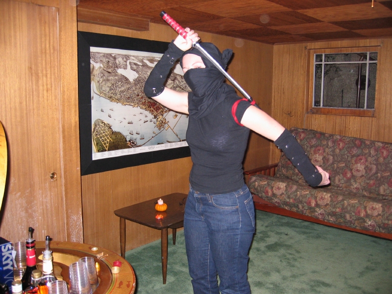 look out! she's got a plastic katana!