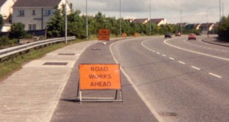 "Cycle lane" blocked by road signs, near Glenburren Park
