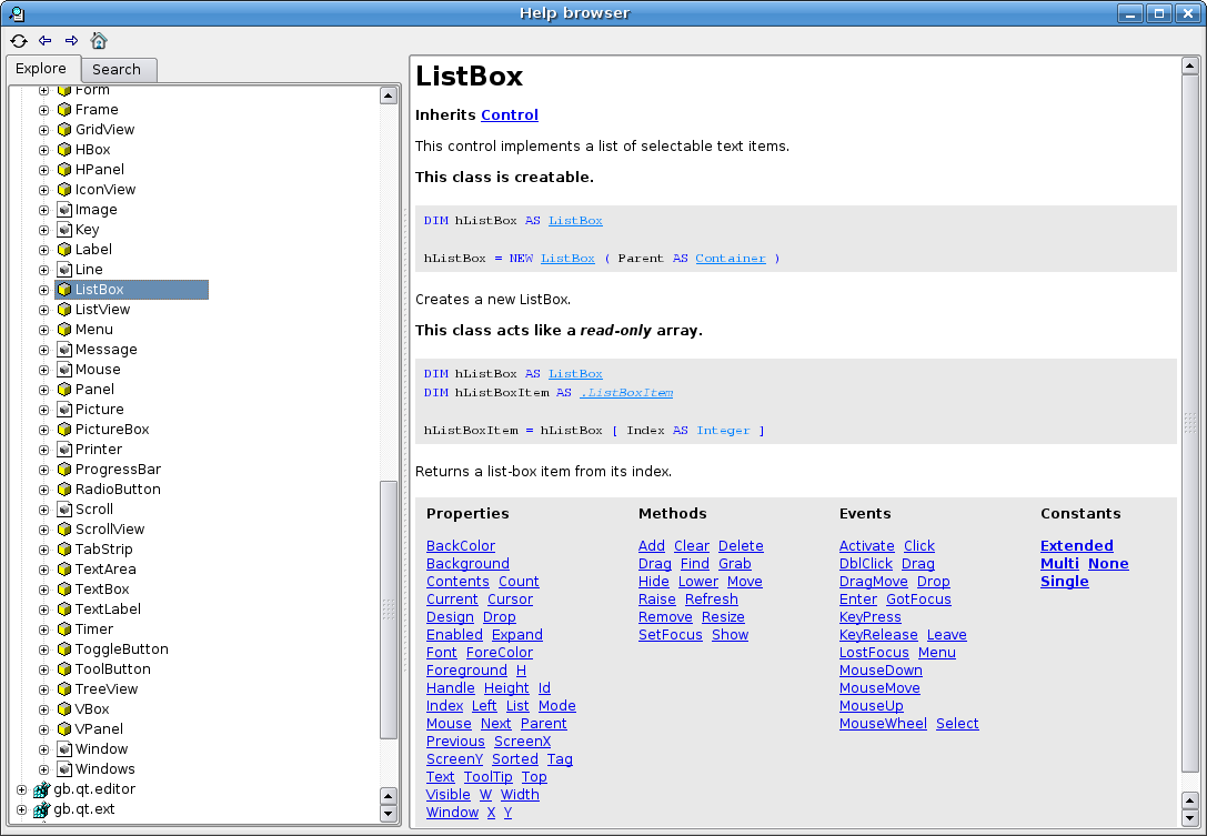 Documentaci&oacute;n del ListBox
