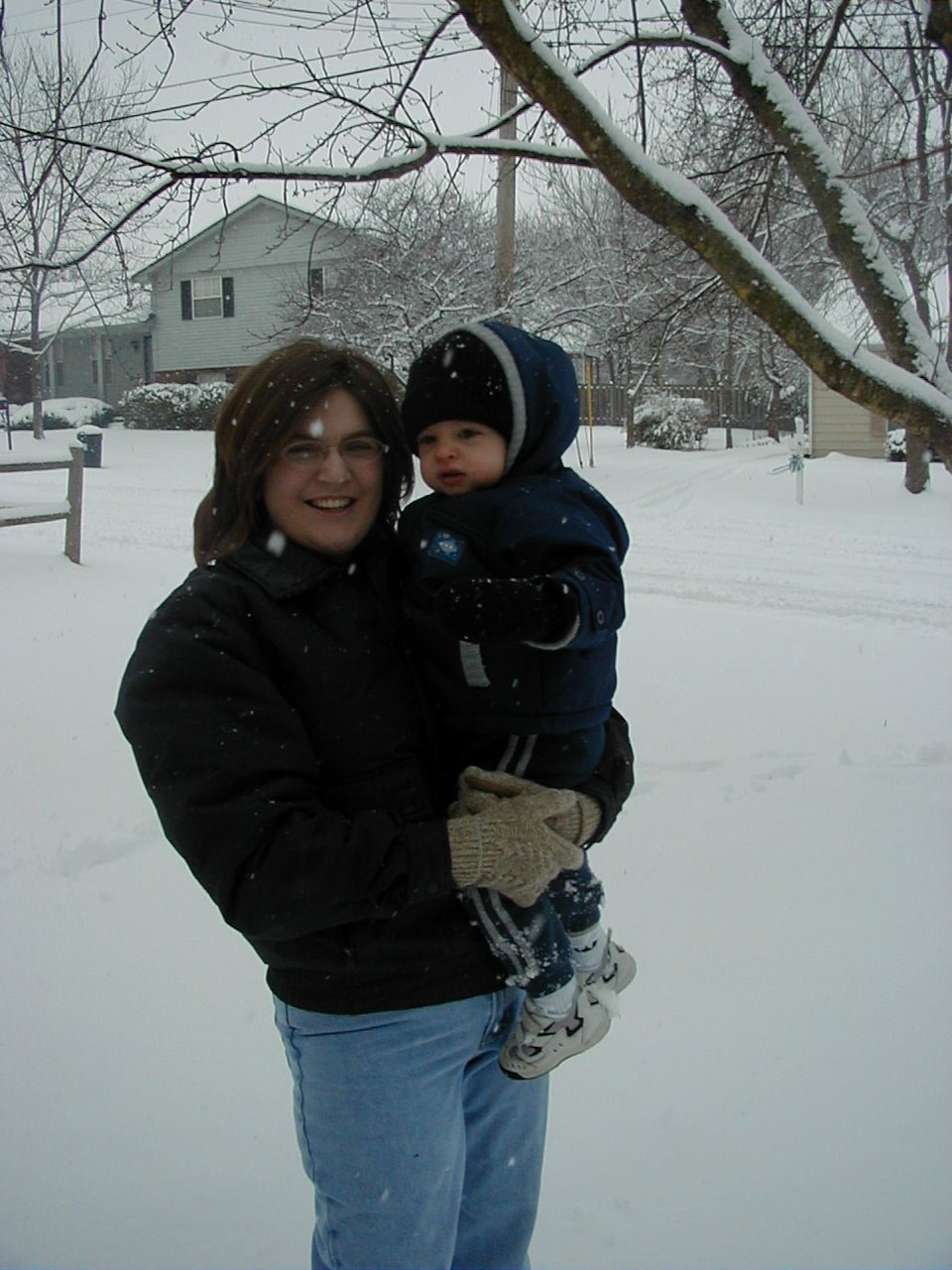 Shari & Braeden in the snow - January 16, 2003