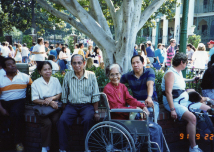 Inay, Dad, Lolo Selmo, & Lola Huling at Disneyland; 1991