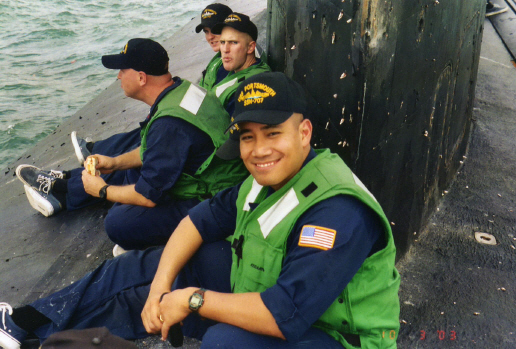 On top of the submarine