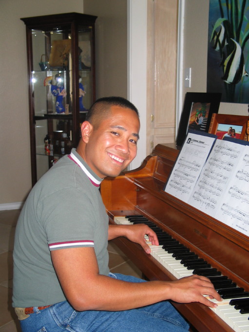 at home playing the piano