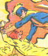 Old School Cannonball (like, REALLY old school) vs. Pyro!!  Hehe, and in the next panel it looks a little like he's leaning in to kiss an unwilling Pyro *g*